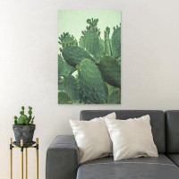 Foundry Select Green Cactus Plant In Close Up Photography 12 - 1 Piece Rectangle Graphic Art Print On Wrapped Canvas