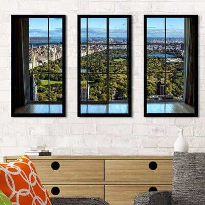 Picture Perfect International New York Central Park I Window - 3 Piece Picture Frame Photograph Print Set on Acrylic in Home Décor & Accents