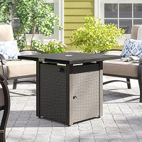 Latitude Run® Hotham 24.08" H x 28.08" W Stainless Steel Propane Outdoor Fire Pit Table with Lid
