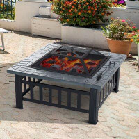 Red Barrel Studio Pascual Steel Wood Burning Fire Pit Table