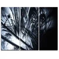 Made in Canada - Design Art 3D Abstract Art Black White - 3 Piece Graphic Art on Wrapped Canvas Set