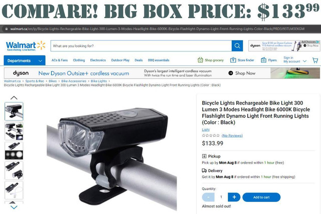 SE® 300 LUMEN RECHARGEABLE BICYCLE LIGHT - MADE WITH A DETACHABLE LIGHT AND BIKE MOUNT! Only $9.99! in Clothing, Shoes & Accessories - Image 3