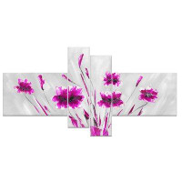 Made in Canada - Design Art Vibrant Purple Floral 4 Piece Graphic Art on Wrapped Canvas Set