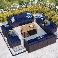 Lark Manor Aobha 12 - Person Outdoor Seating Group With Cushions And Fire Pit Table