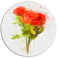 Design Art 'Bunch of Red Roses Watercolor' Oil Painting Print on Metal