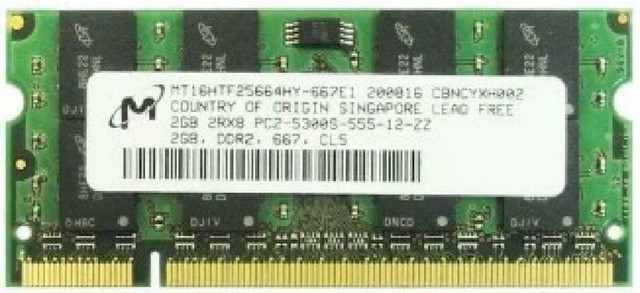 2GB DDR2 PC2-5300 (667Mhz) SODIMM Memory Ram Module - MICRON - MT16HTF25664HY-667E1 - NEW dans Accessoires pour portables
