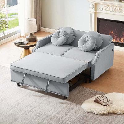 Latitude Run® 54.7" Multiple Adjustable Positions Sofa Bed Stylish Sofa Bed with Two USB Ports in Couches & Futons