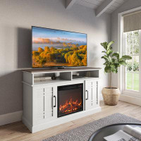 Alcott Hill Wister 46.81'' W Storage Credenza with Electric Fireplace Included