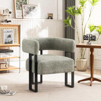 Ivy Bronx Jaytin Fabric Upholstered Armchair Full Assembled Open Back Accent Chair Vanity Chair 3 Metal Legs