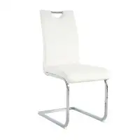 Everly Quinn Faux Leather Upholstered Side Chair With Chrome Metal Leg Design Set Of 4