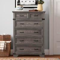 Three Posts Lacroix Forge Chest with 6 Drawers, Brushed Steel