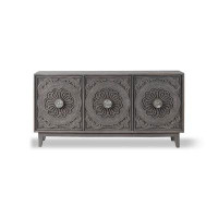 Bungalow Rose Sayo Solid Wood Storage Credenza with Electric Fireplace Included