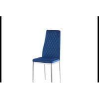 Ivy Bronx Dining chair fabric chrome metal pipe diamond grid pattern chair set of 6
