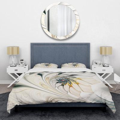 Made in Canada - The Twillery Co. White Stained Glass Floral Art - Duvet Cover Set in Bedding
