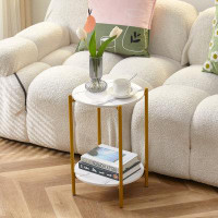 Mercer41 2-layer End Table with Whole Glass Tabletop