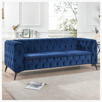 Mercer41 82.5 Inch Width Traditional  Square Arm removable cushion 3 seater Sofa