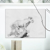 Made in Canada - East Urban Home 'Black and White Puma' Drawing Print on Wrapped Canvas