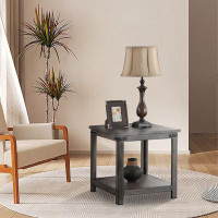 Gracie Oaks Smoked Grey Wooden Side Table