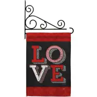 Breeze Decor Red Love - Impressions Decorative Metal Fansy Wall Bracket Garden Flag Set GS101059-BO-03