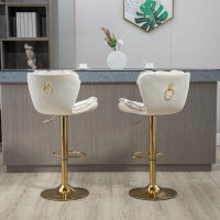 Everly Quinn 2PCS Bar Stools With Back And Footrest Counter Velvet