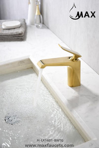 Modern Single Handle Bathroom Faucet Design Brushed Gold Finish