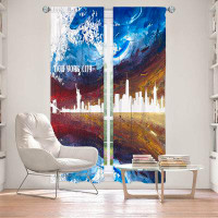 East Urban Home Lined Window Curtains 2-panel Set for Window Size by Markus - New York Scissor Blue