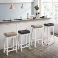LuXeo Barstow White Bar Stools with Cushion