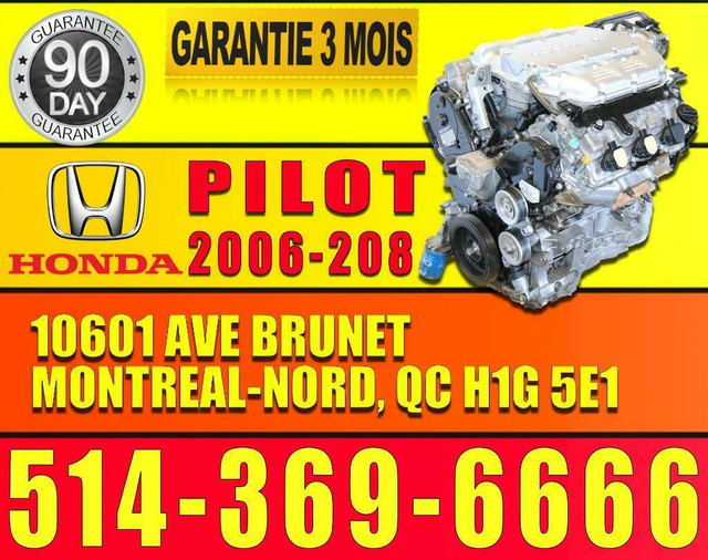 Moteur Honda Pilot 2003 2004 2005 2006  2007 2008 J35A9 J35A V6 3.5 VTEC, Honda Pilot Engine Motor in Engine & Engine Parts in City of Montréal
