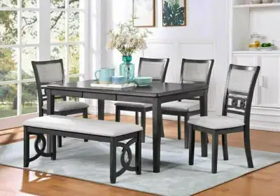 picture 1&2: Modern Dining Table with 4 chairs and bench for $999 picture 3: Extentable dinning tabl...