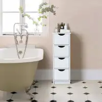 Ebern Designs Floor Cabinet, Wooden Side Storage Organizer, 4 Drawers Free-standing Cabinet For Bathroom/hallway/living