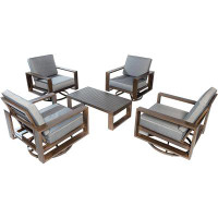 Orren Ellis Aluminum 5 Pieces  Patio Furniture Set with 4 Swivel Chair