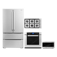 Cosmo 4 Piece Kitchen Package 36" Gas Cooktop 30" Single Electric Wall Oven 24.4" Built-in Microwave & Energy Star Frenc