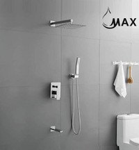 Square Tub Shower System Three Functions With Valve Chrome Finish
