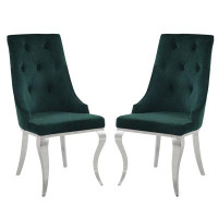 Simple Relax Tufted Fabric Side Chair in Green