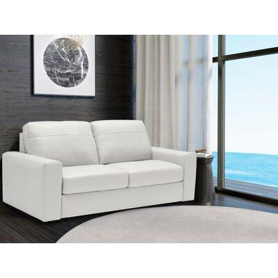 Latitude Run® Latitude Run® Udell Leather Sofa Sleeper | White | 3 Seater Couch With Full Size Pull Out Mattress in Couches & Futons