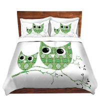 Zoomie Kids Hailsham Susie Kunzelman Owl Argyle Green Microfiber Duvet Covers