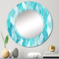 East Urban Home Turquoise Crystal Diamond Rhythm - Patterned Wall Mirror Round