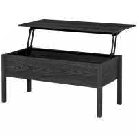 Latitude Run® 39" Modern Lift Top Coffee Table Desk With Hidden Storage Compartment For Living Room, Black Woodgrain