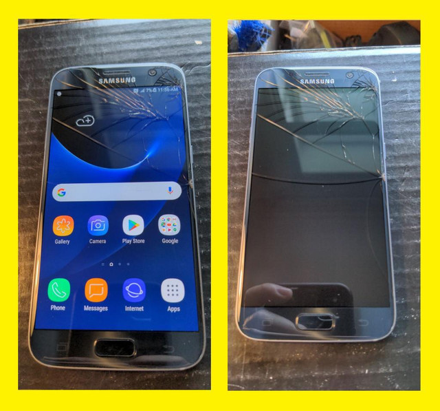 SAMSUNG GALAXY S7 (SM-G930W8) UNLOCKED DEBLOQUE FULLY WORKING WITH A CRACKED GLASS VITRE FISSUREE MAIS 100% FONCTIONELLE in Cell Phones in City of Montréal