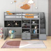 Harriet Bee Gehde Twin Size Loft Bed with Built-in-Desk and 2 Drawers by Harriet Bee