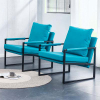 Latitude Run® 2-piece set of sofa chairs. PU leather armchair Medieval modern upholstered armchair