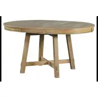 Latitude Run® Farmhouse Round Extendable Dining Table with 16" Leaf Wood Kitchen Table