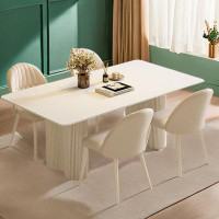 Brayden Studio 55.12" Rectangular Sintered Stone tabletop White Dining Table