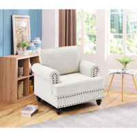 Winston Porter Chenille Modern Upholstered Sofas 1 Seater Couches With Nails And Armrests