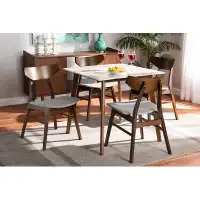 Corrigan Studio Lefancy Upholstered and 5-Piece Dining Set with Faux Marble Table