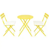 Latitude Run® 3 Pieces Patio Bistro Balcony Metail Chair Table Set