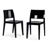 Latitude Run® Modern Stacking Patio Dining Side Chair Indoor/Outdoor (Set Of 2) Black