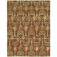 Bungalow Rose Dontavious Floral Hand Knotted Wool Red/Green Area Rug