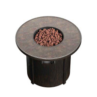 Loon Peak Allouette 24.63'' H x 32'' W Steel Propane Outdoor Fire Pit Table with Lid