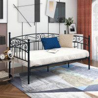 Winston Porter Twin Size Metal Daybed with Headboard